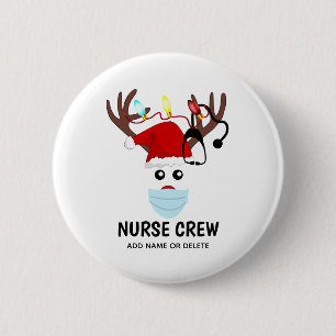 Personligen Covid jul Nurse Crew Reindeer Knapp