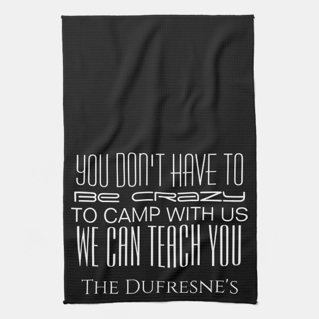 personligen "Crazy Camping"  Kökshandduk (Vertikal)