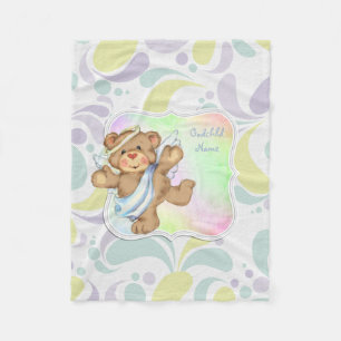 Personligen Cute Angel Teddybjörn Godchild Gifts Fleecefilt