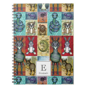 Personligen Cute Animal Collage Design Design Anteckningsbok Med Spiral