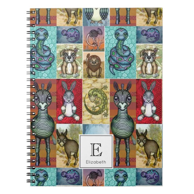 Personligen Cute Animal Collage Design Design Anteckningsbok Med Spiral (Framsidan)