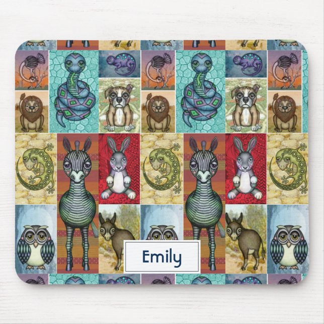 Personligen Cute Animal Collage Design Design Musmatta (Framsidan)