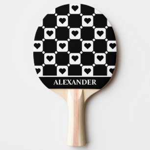 Personligen Cute Black and White Hearts Pingisracket