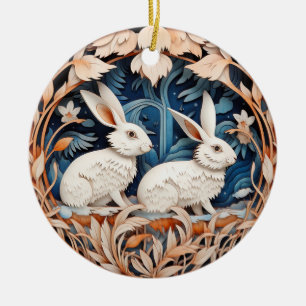 Personligen Cute Bunny Rabbit Jul Julgransprydnad Keramik