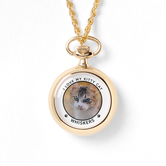 Personligen Cute Cat Photo Namn Tass avtryck Armbandsur (Framsida)