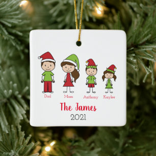 Personligen Cute Family jul Julgransprydnad Keramik