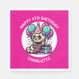 Personligen Cute Ferret Themars Girl's Birthday Pappersservett