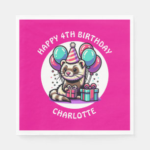 Personligen Cute Ferret Themars Girl's Birthday Pappersservett