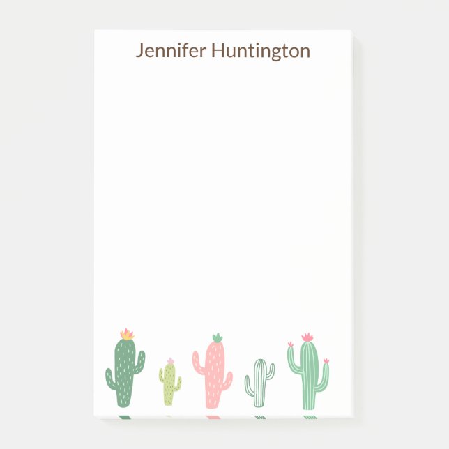 Personligen Cute Girly Succulent Cactus Post-it Block (Framsida)