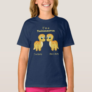 Personligen Cute Gult Dinosaur-Twillingar T-shirt