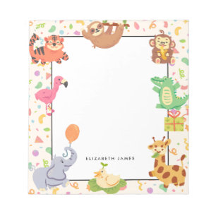 Personligen Cute Hand plockade Jungle Animals Anteckningsblock