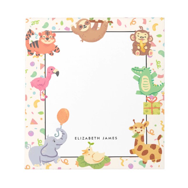 Personligen Cute Hand plockade Jungle Animals Anteckningsblock (Framsida)