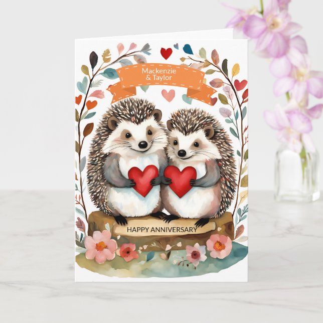 Personligen Cute Hedgehogs Hedgehugs Kort (Orkide)