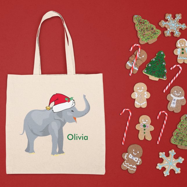Personligen Cute jul Elephant Santa Tygkasse (Skapare uppladdad)