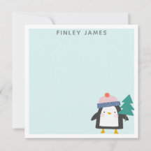 Personligen Cute jul Penguin Teal Mint