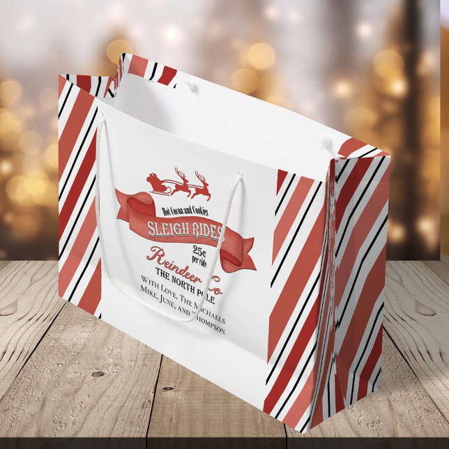 Personligen Cute Jul Red and White (Christmas whimsical reindeer sleigh rides gift bag. )