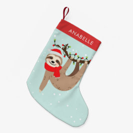 Personligen Cute jul Sloth Liten Julstrumpa