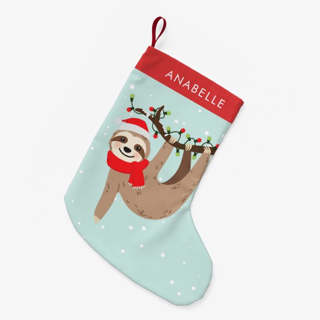 Personligen Cute jul Sloth Liten Julstrumpa (Framsidan (Hängande))