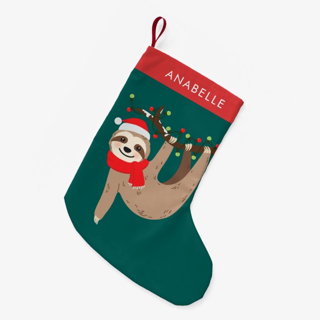 Personligen Cute jul Sloth Liten Julstrumpa (Framsidan (Hängande))