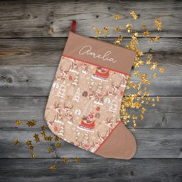 Personligen Cute julrenar i Mönster Stor Julstrumpa