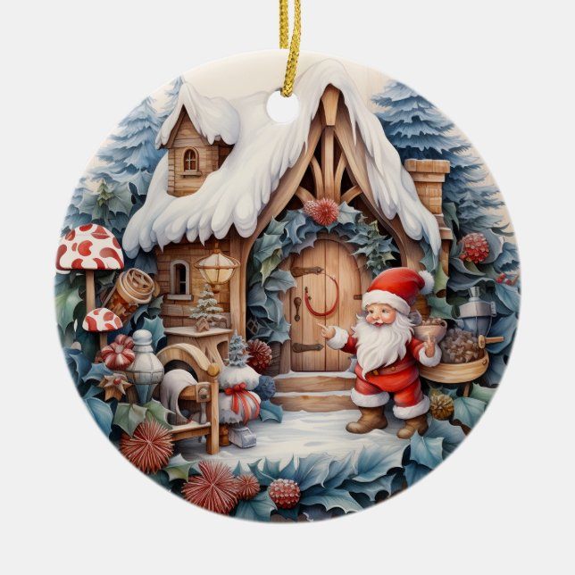 Personligen Cute jultomte Julgransprydnad Keramik (Framsidan)