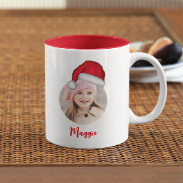 Personligen Cute jultomten Photo Två-Tonad Mugg
