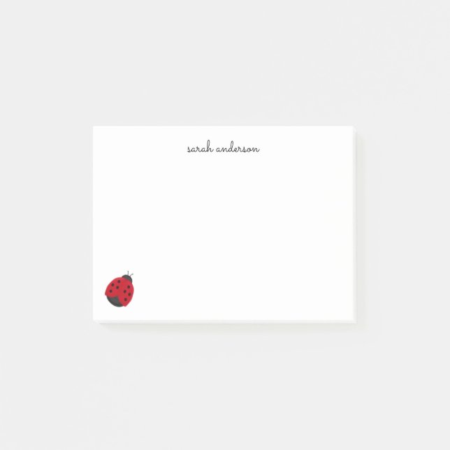 Personligen Cute Ladybug Kids Post-it Block (Framsida)