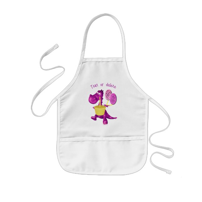 Personligen Cute Lila Dragon Cupkaka Balloons Barnförkläde (Framsidan)