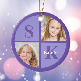 Personligen Cute Lila Girls Photo jul Julgransprydnad Keramik