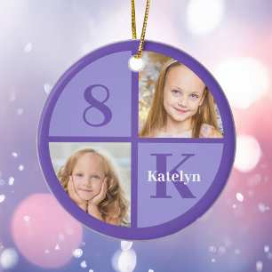 Personligen Cute Lila Girls Photo jul Julgransprydnad Keramik
