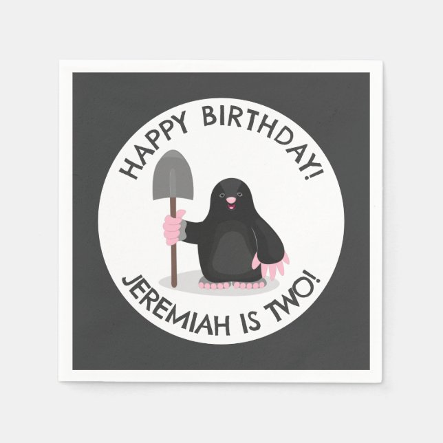 Personligen Cute lycklig mole  födelsedag för teck Pappersservett (Framsidan)