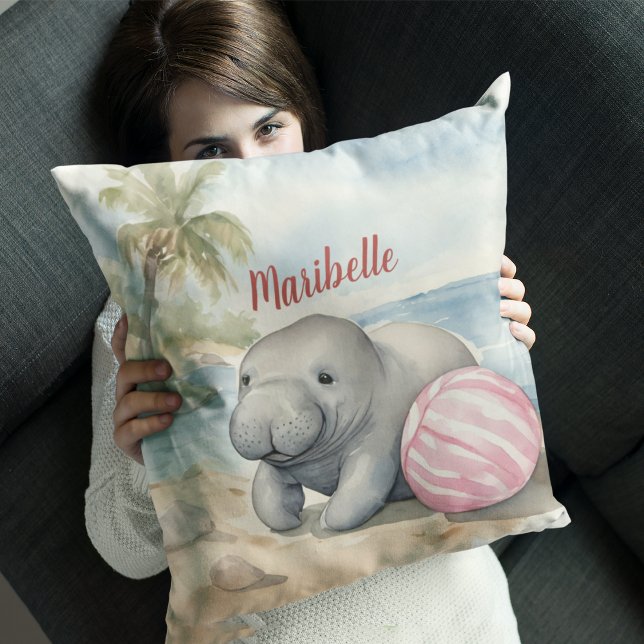 Personligen Cute Manatee Girls Kudde (Skapare uppladdad)