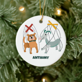 Personligen Cute Marionette Puppets Puppeteers Julgransprydnad Keramik