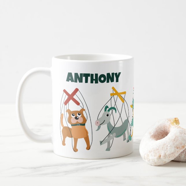 Personligen Cute Marionette Puppets Puppeteers Kaffemugg (Med munk)