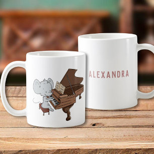 Personligen Cute Mouse Pianist Kaffemugg