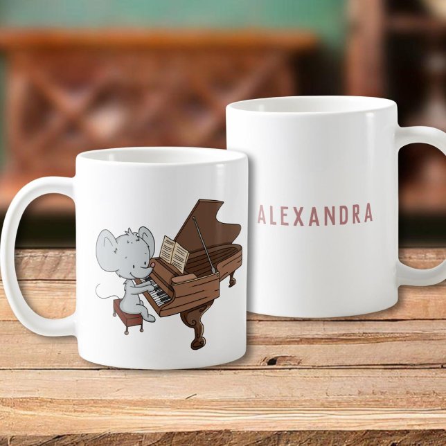 Personligen Cute Mouse Pianist Kaffemugg (Skapare uppladdad)