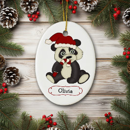 Personligen Cute Panda Bear jul Julgransprydnad Keramik