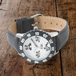 Personligen Cute Pandas Black and White Armbandsur