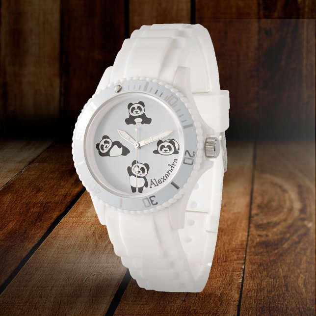 Personligen Cute Pandas Black and White Armbandsur (Skapare uppladdad)