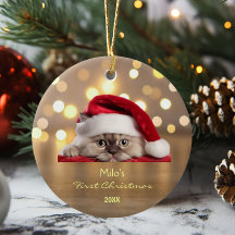 Personligen Cute Ragdoll Cat Santa Hat Tass Guld