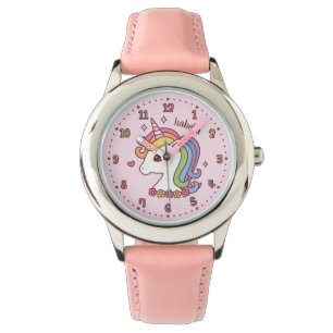 Personligen Cute Rainbow Mane Unicorn Girls Armbandsur