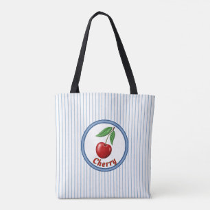 Personligen Cute Red Cherry och Blue Rand Tygkasse