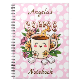 Personligen Cute Retro Kawaii Coffee and Flowers Anteckningsbok