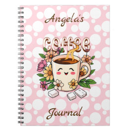 Personligen Cute Retro Kawaii Coffee and Flowers Anteckningsbok