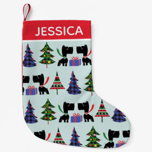 Personligen Cute Scottie Hundar och Julgranar Liten Julstrumpa