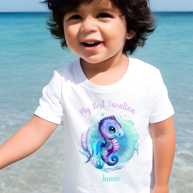 Personligen Cute Seahorse Summer Vacation T Shirt (Skapare uppladdad)