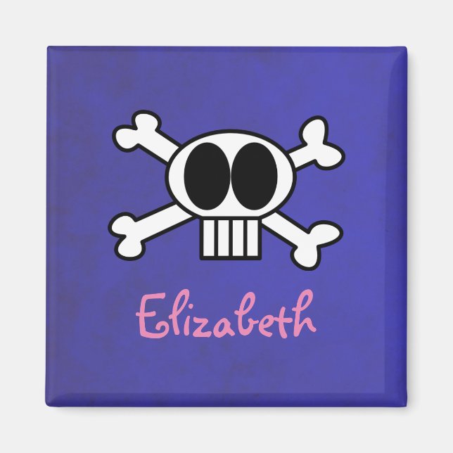 Personligen Cute Skull och Crossbone Magnet (Framsidan)