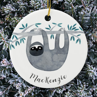 Personligen Cute Sloth Julgransprydnad Keramik