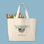 Personligen Cute Sloth Jumbo Tygkasse<br><div class="desc">Tvättfärgssluttning med namn-skriptet. Perfekt för djur älskare. Ändra namn för att anpassa. Originalkonst av Nic Squirrell.</div>