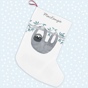 Personligen Cute Sloth Liten Julstrumpa